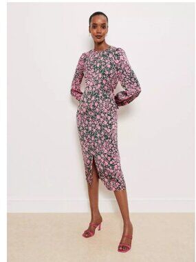 Hobbs London Charlton Dress in Green Pink